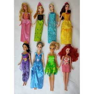 Disney Princess 8 Dolls Lot: Elsa Anna Sparkling Jasmine Belle Cinderella Others